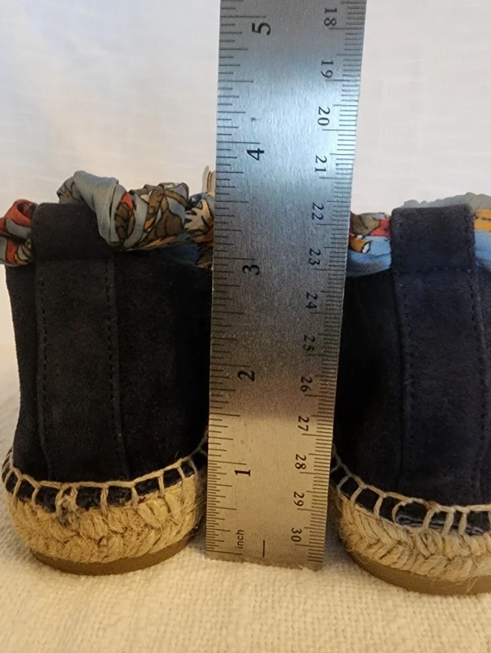 NWOB Gaimo Navy Suede Ballet Espadrilles W/ Fabric Ankle Straps 37 (6 US) A463